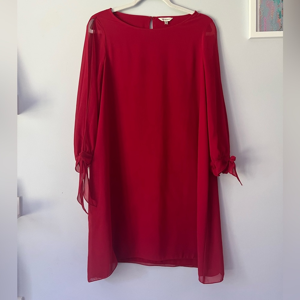 Max Studio Red Long Sleeve Dress